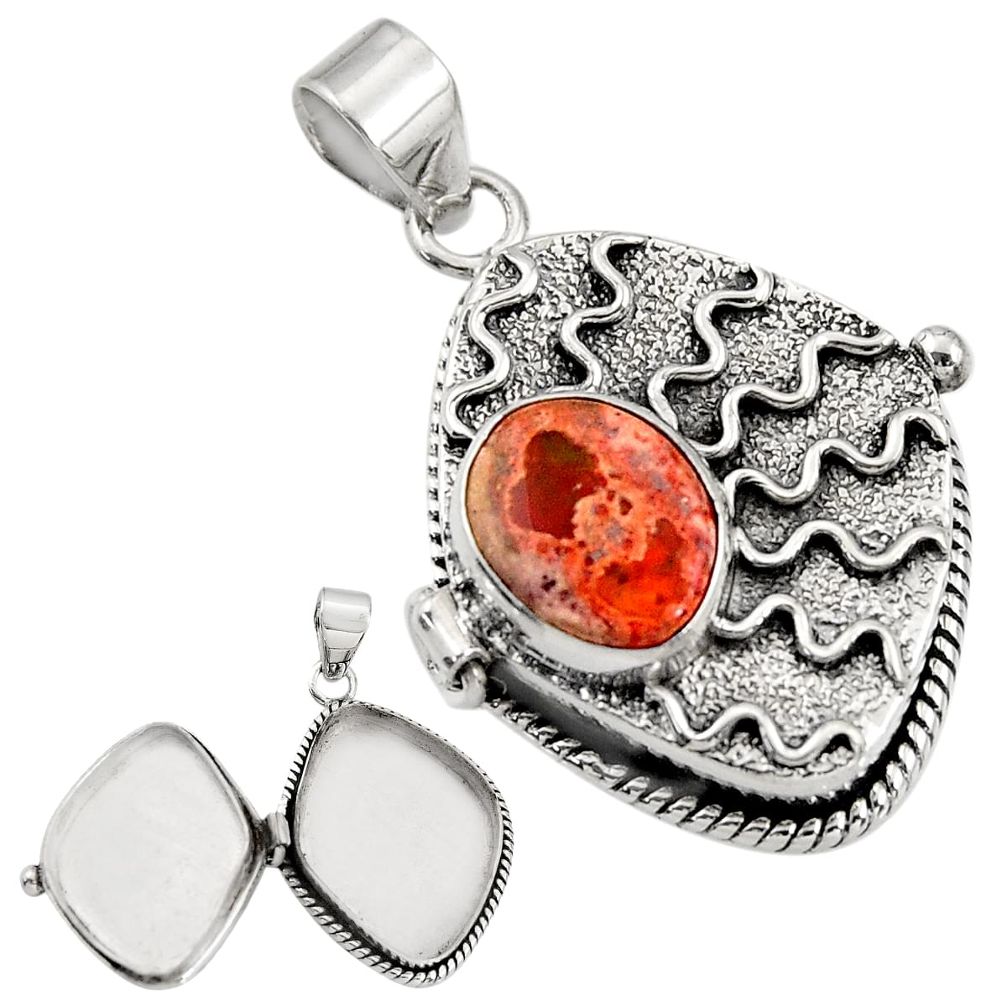 5.84cts natural orange mexican fire opal 925 silver poison box pendant r30675
