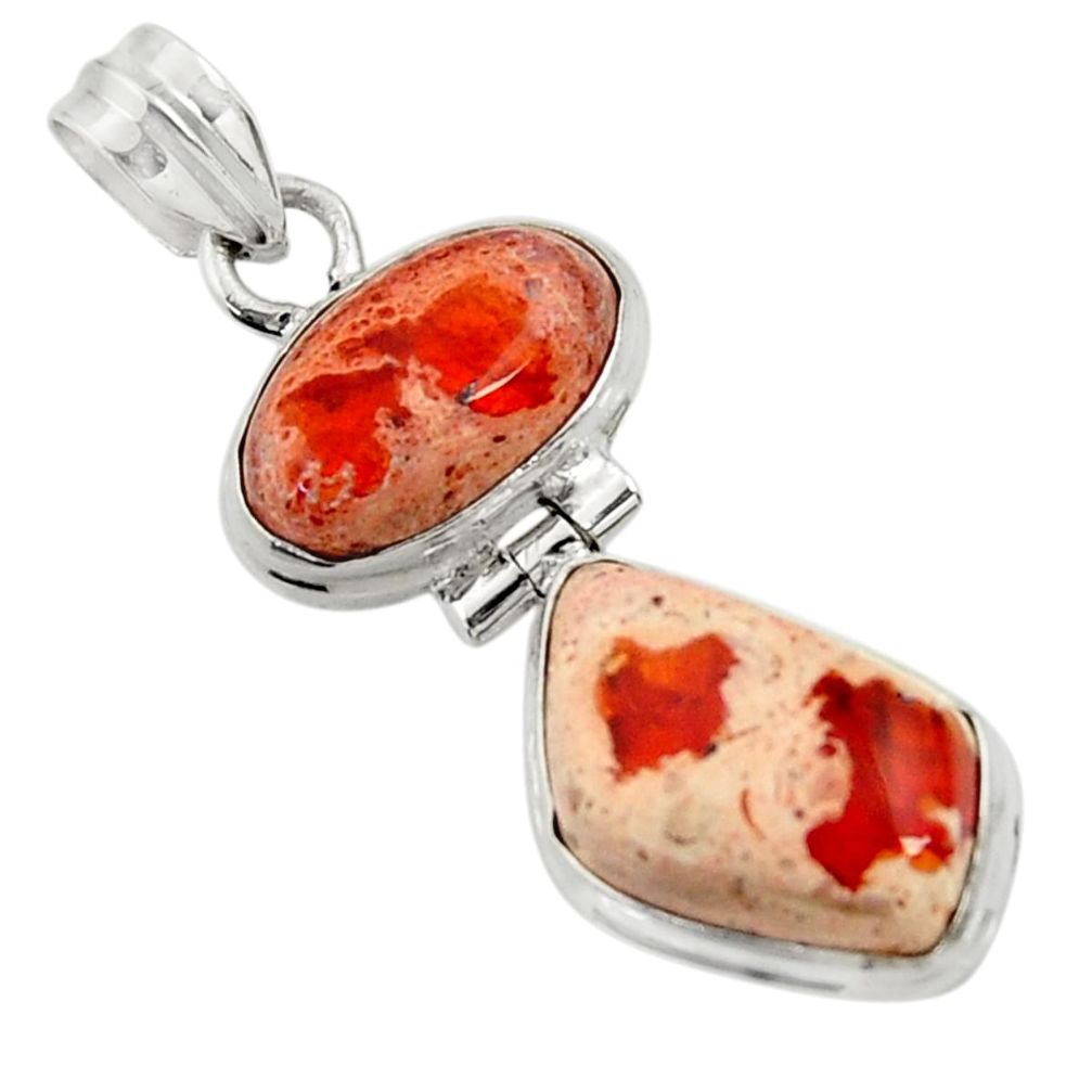 14.72cts natural orange mexican fire opal 925 sterling silver pendant d43482