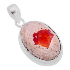 14.40cts natural orange mexican fire opal 925 sterling silver pendant n44301