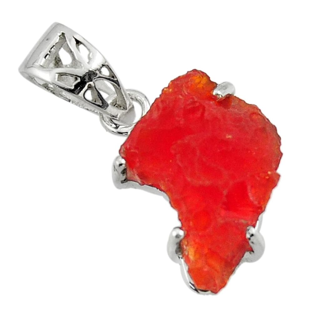 8.29cts natural orange mexican fire opal 925 sterling silver pendant r43262