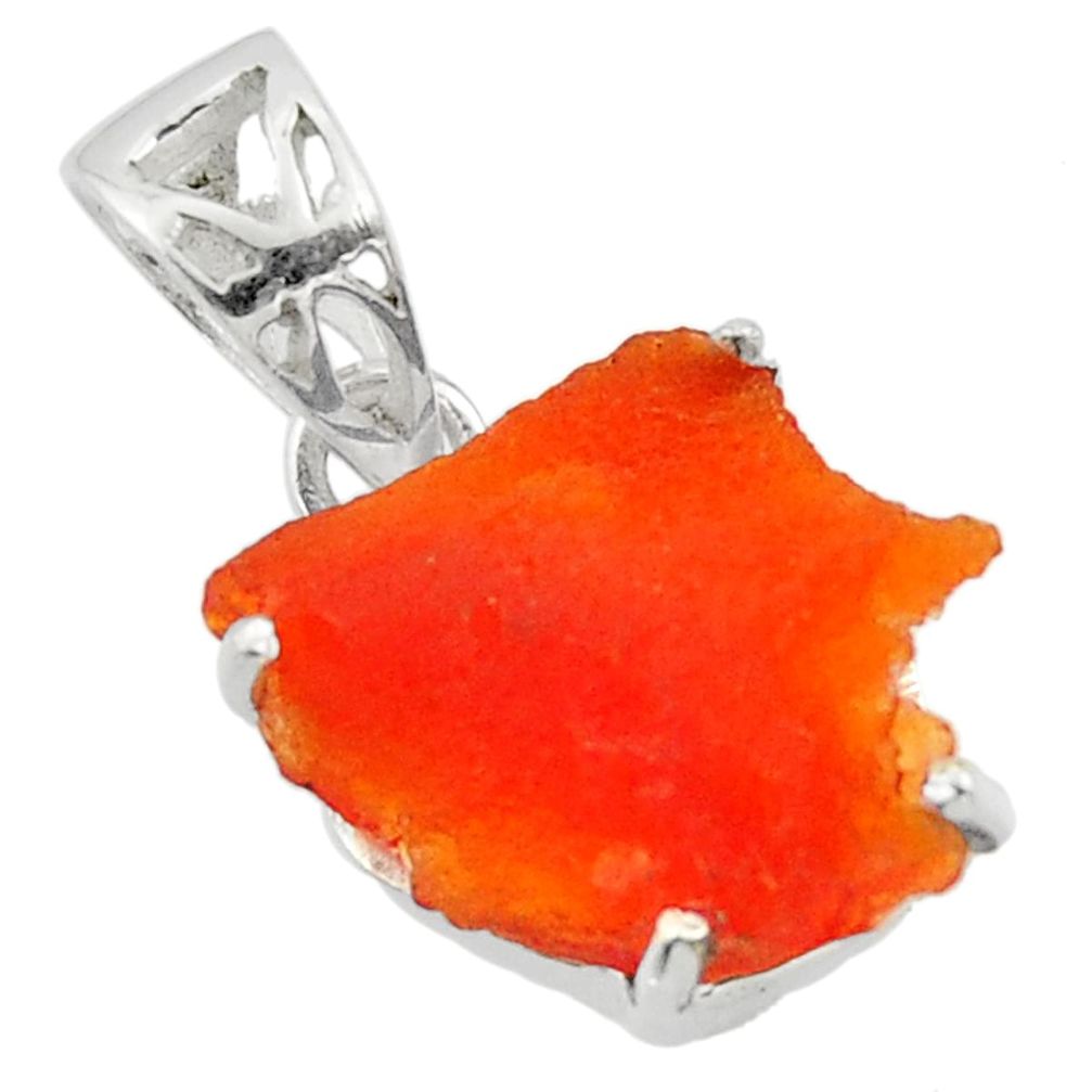 6.92cts natural orange mexican fire opal 925 sterling silver pendant r43264