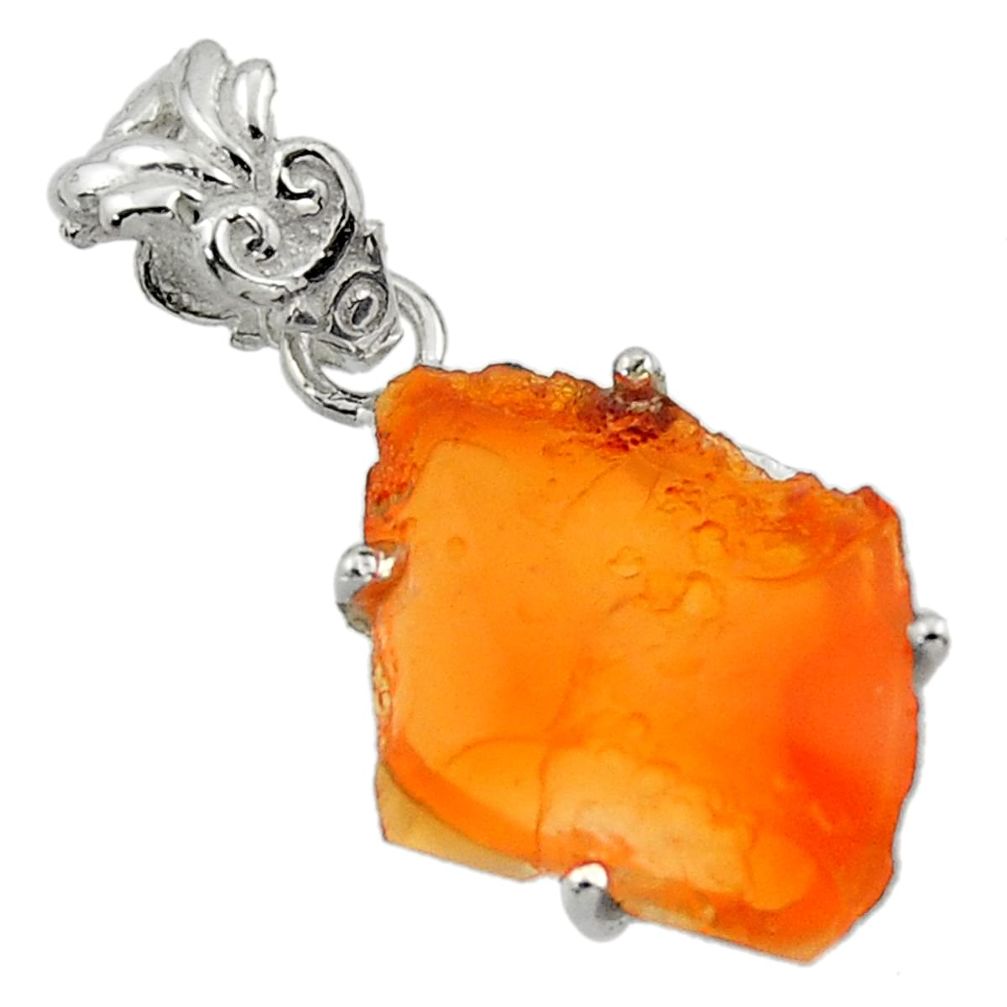 9.42cts natural orange mexican fire opal 925 sterling silver pendant r43266