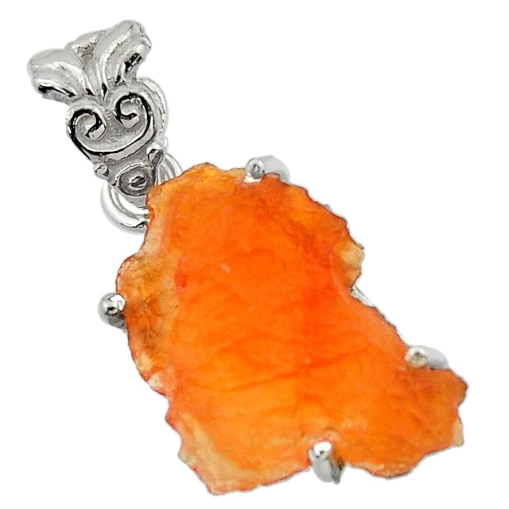 9.42cts natural orange mexican fire opal 925 sterling silver pendant r43268