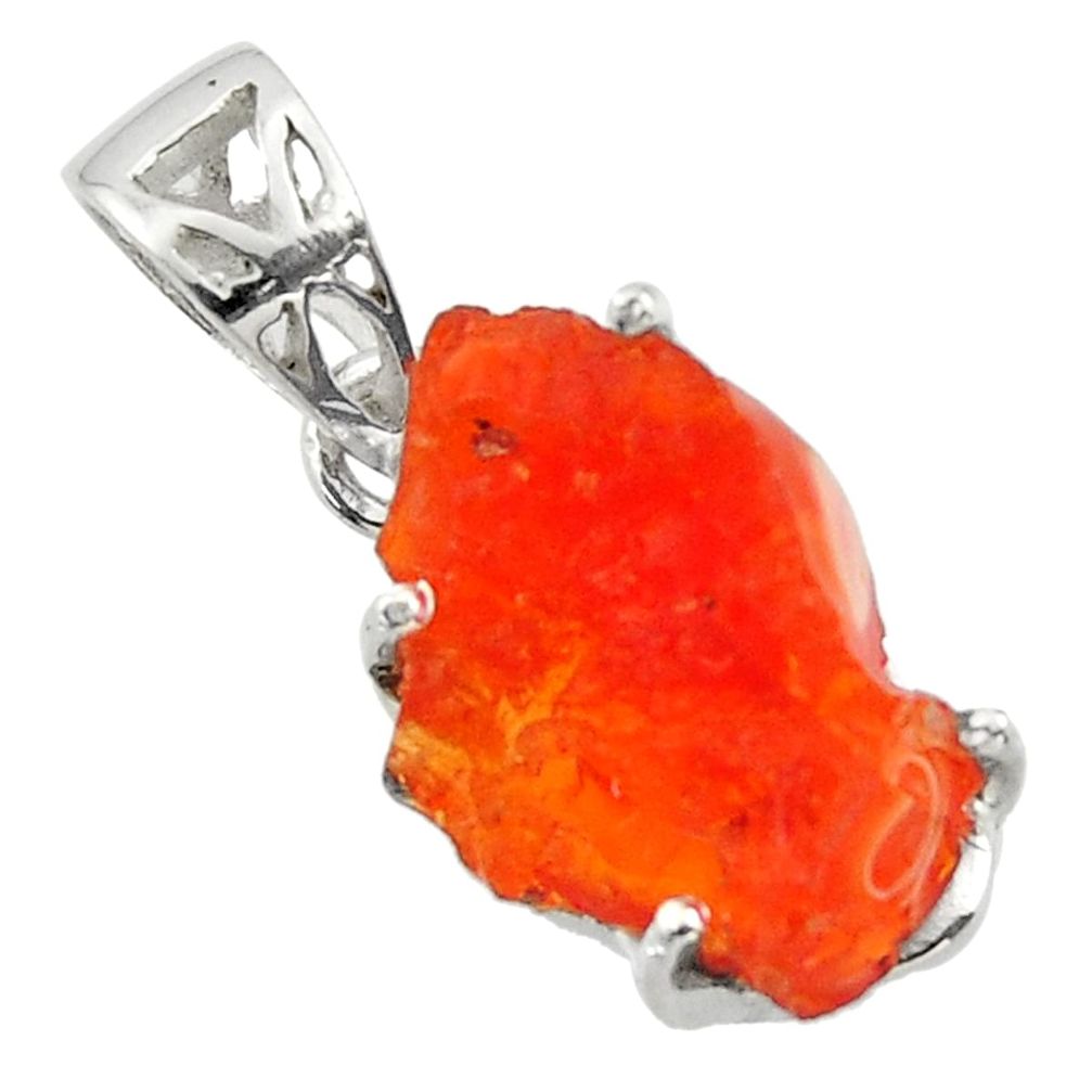 7.99cts natural orange mexican fire opal 925 sterling silver pendant r43271