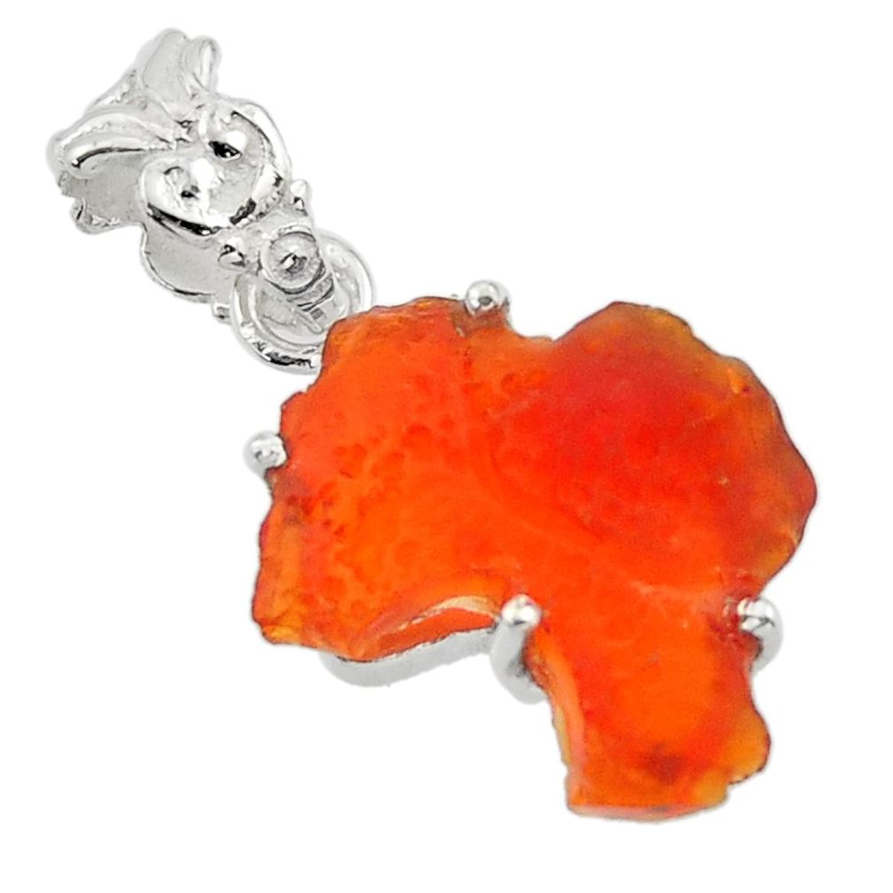 9.37cts natural orange mexican fire opal 925 sterling silver pendant r43276