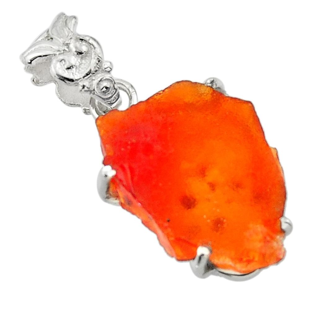 9.23cts natural orange mexican fire opal 925 sterling silver pendant r43279