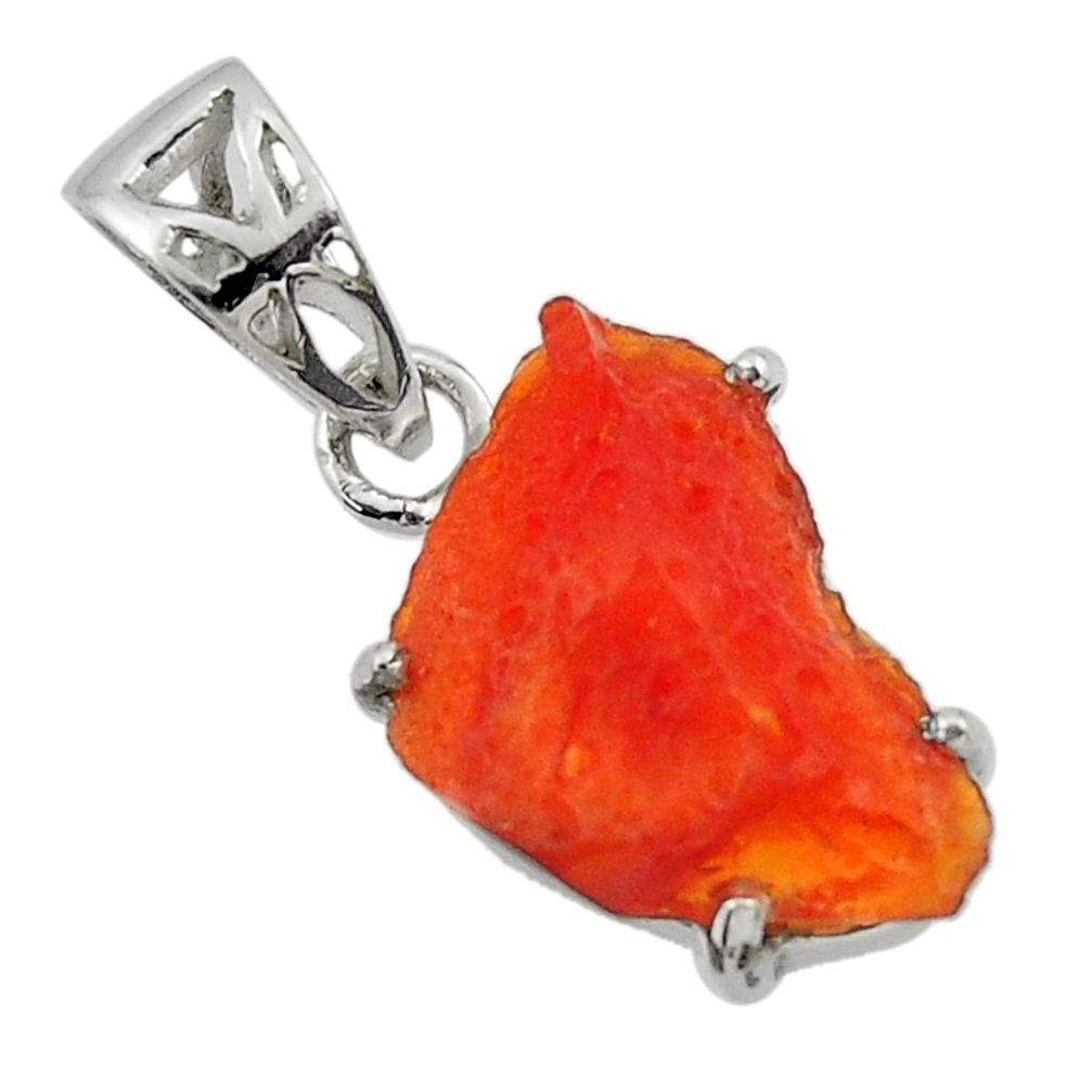 7.72cts natural orange mexican fire opal 925 sterling silver pendant r43286