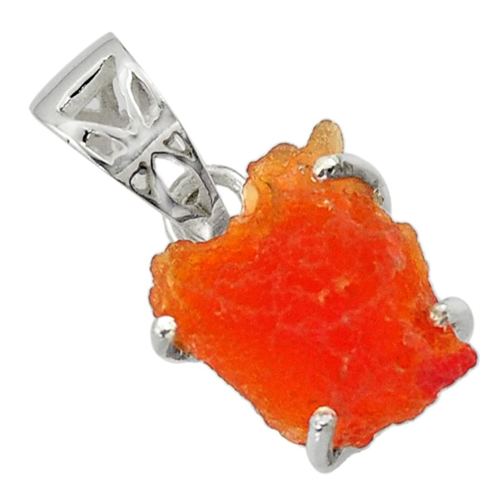 7.98cts natural orange mexican fire opal 925 sterling silver pendant r43294