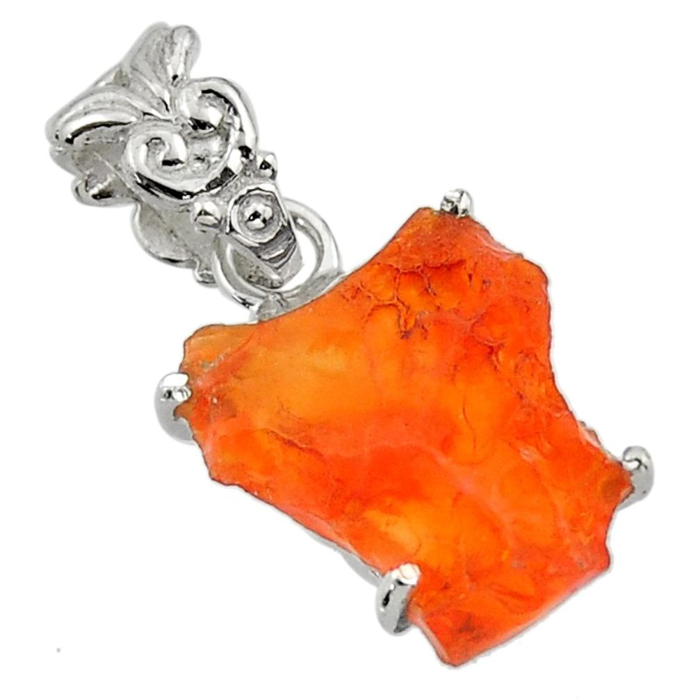 8.01cts natural orange mexican fire opal 925 sterling silver pendant r43295