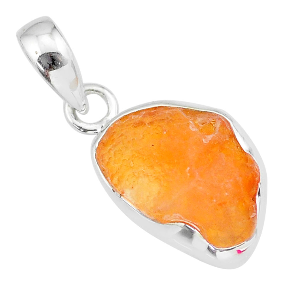 5.86cts natural orange mexican fire opal 925 sterling silver pendant r91475