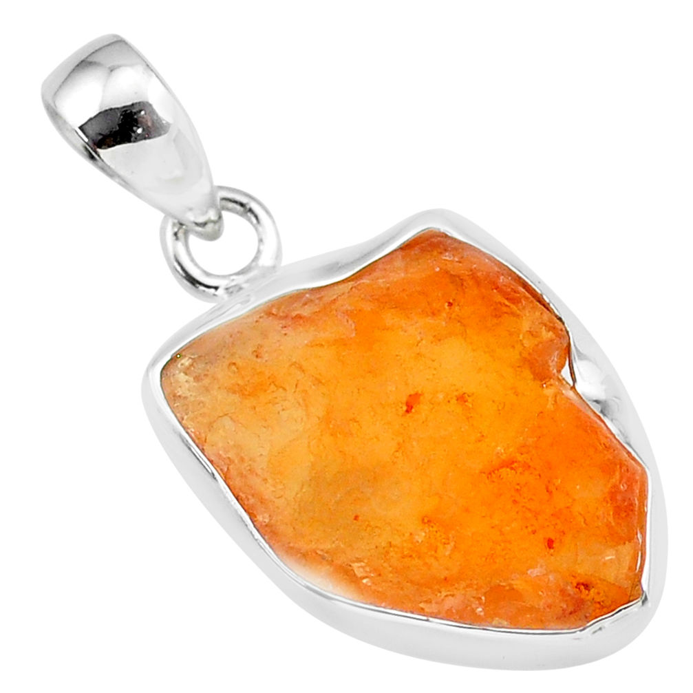 8.42cts natural orange mexican fire opal 925 sterling silver pendant r91477