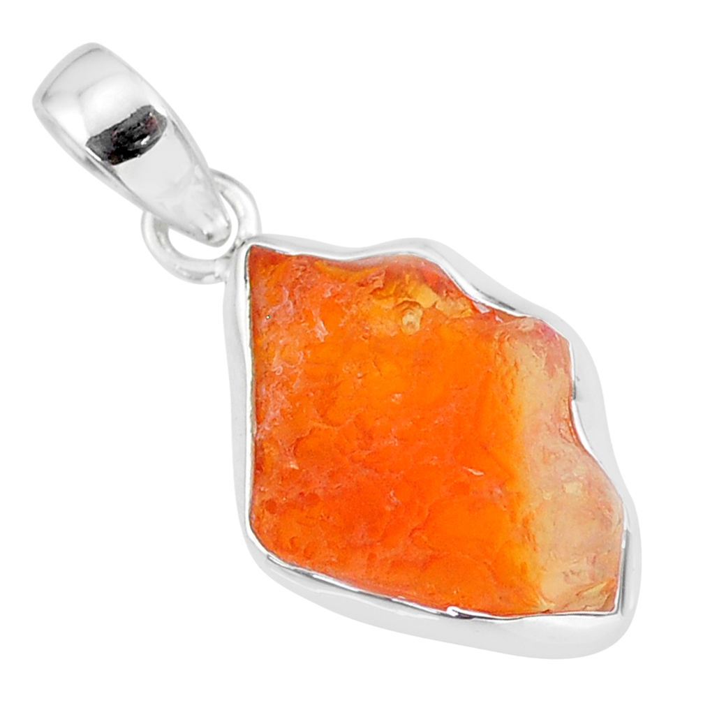 7.11cts natural orange mexican fire opal 925 sterling silver pendant r91478