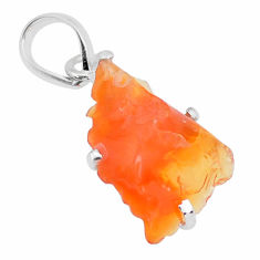 6.03cts natural orange mexican fire opal 925 sterling silver pendant r91545