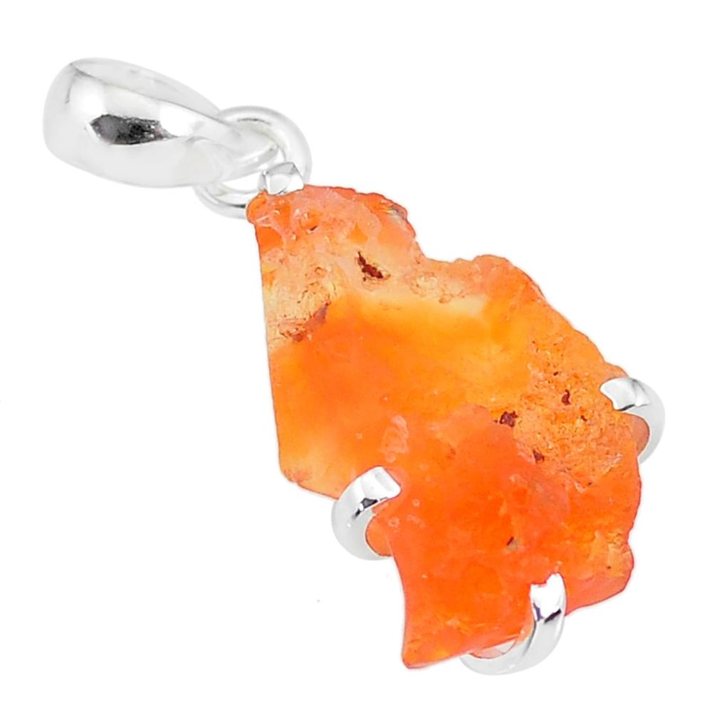 6.03cts natural orange mexican fire opal 925 sterling silver pendant r91557