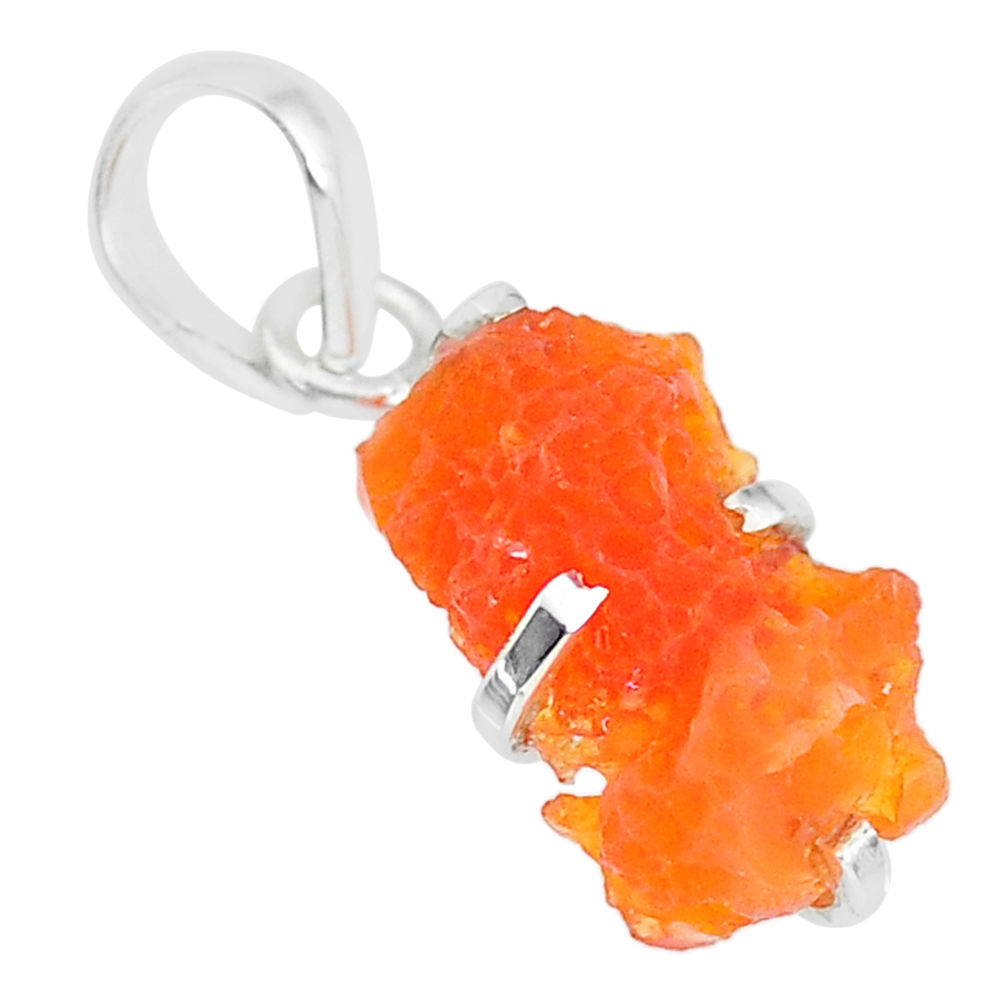 5.48cts natural orange mexican fire opal 925 sterling silver pendant r91561