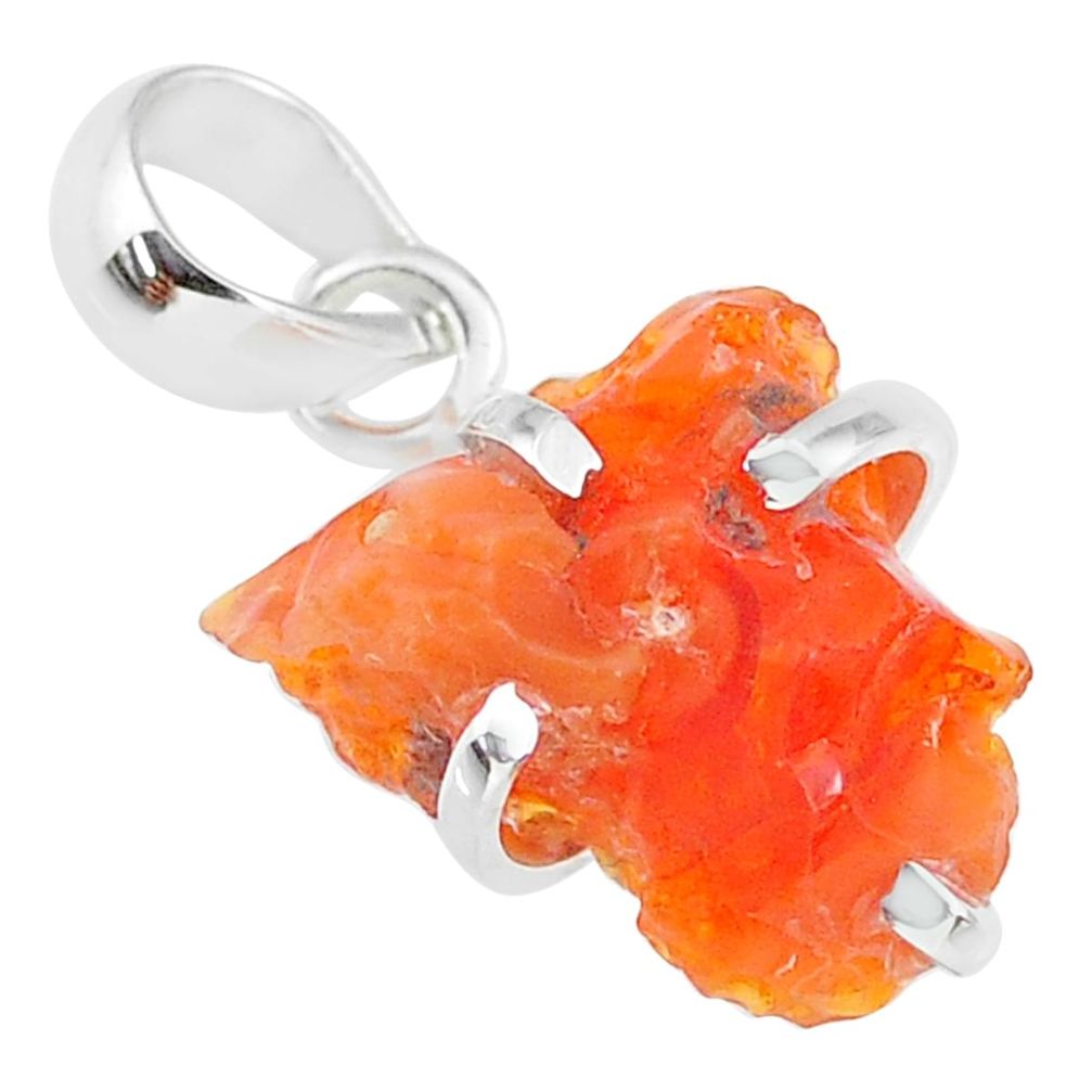 5.94cts natural orange mexican fire opal 925 sterling silver pendant r91570