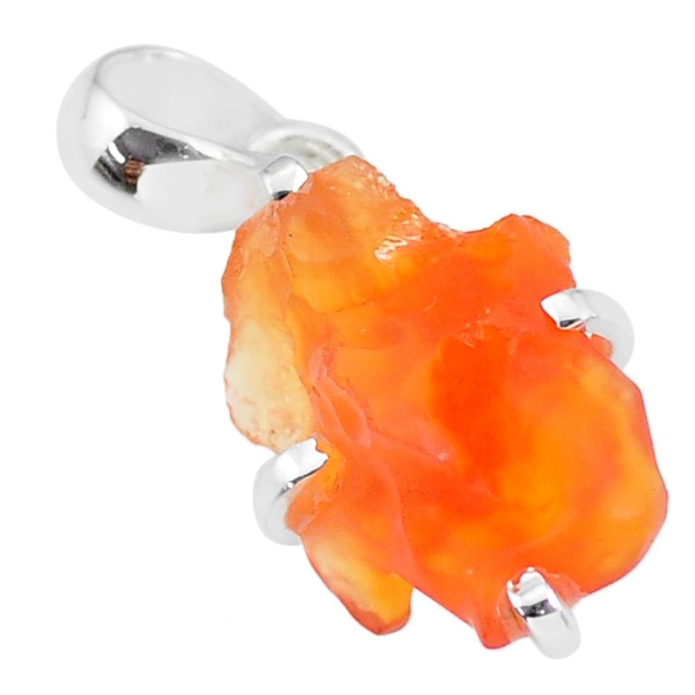6.00cts natural orange mexican fire opal 925 sterling silver pendant r91571