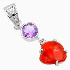 6.67cts natural orange mexican fire opal amethyst 925 silver pendant r71776