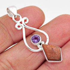 4.52cts natural orange mexican fire opal amethyst 925 silver pendant y61242