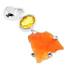 6.18cts natural orange mexican fire opal citrine 925 silver pendant r91503