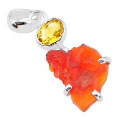 7.71cts natural orange mexican fire opal citrine 925 silver pendant r91522