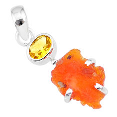 7.37cts natural orange mexican fire opal citrine 925 silver pendant r91527