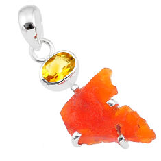 7.08cts natural orange mexican fire opal citrine 925 silver pendant r91528