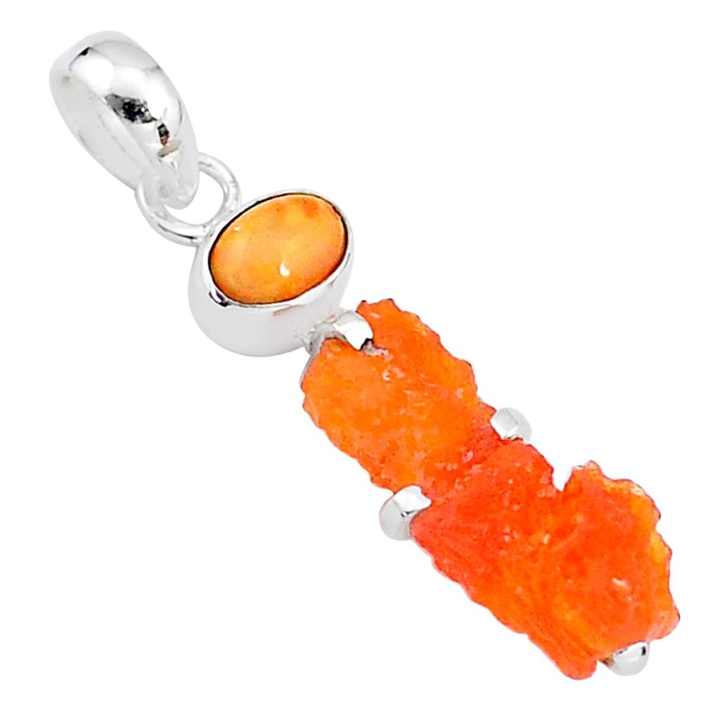 6.64cts natural orange mexican fire opal ethiopian opal 925 silver pendant t7186