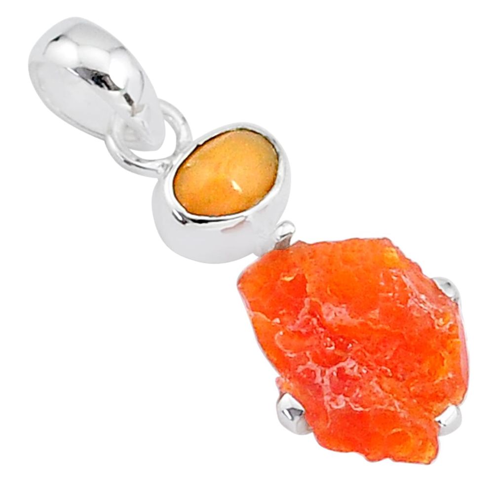 6.10cts natural orange mexican fire opal ethiopian opal 925 silver pendant t7199