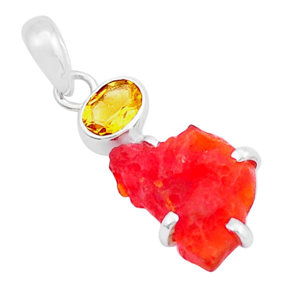 6.60cts natural orange mexican fire opal fancy citrine 925 silver pendant y6041