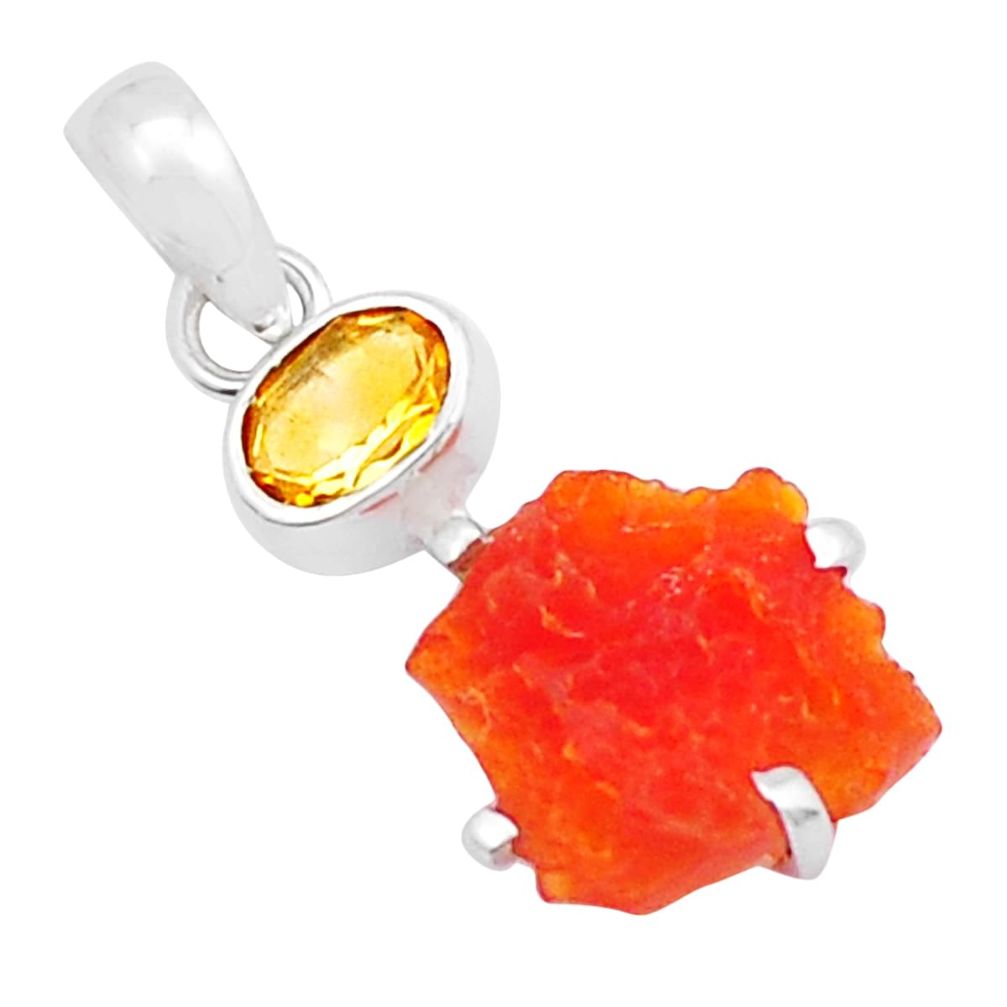 5.41cts natural orange mexican fire opal fancy citrine 925 silver pendant y6045