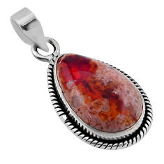 10.87cts natural orange mexican fire opal pear sterling silver pendant n48245