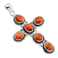 8.96cts natural orange mojave turquoise 925 silver holy cross pendant n10323