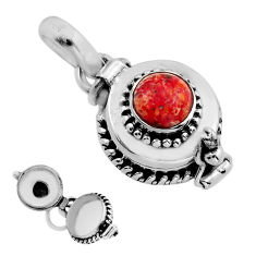1.06cts natural orange mojave turquoise 925 silver poison box pendant y86079