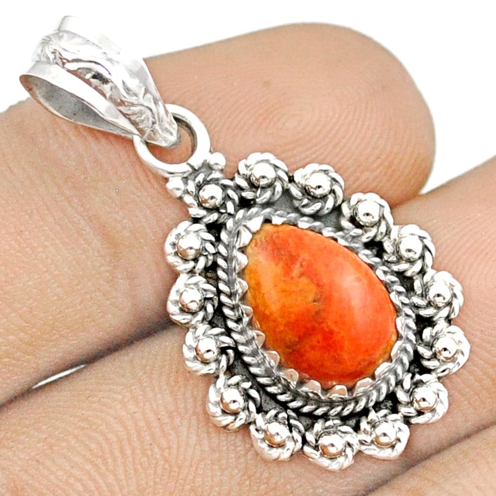 orange mojave turquoise 925 sterling silver pendant u16612