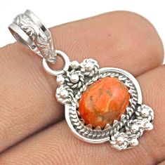Clearance Sale- 3.98cts natural orange mojave turquoise 925 sterling silver pendant u16722