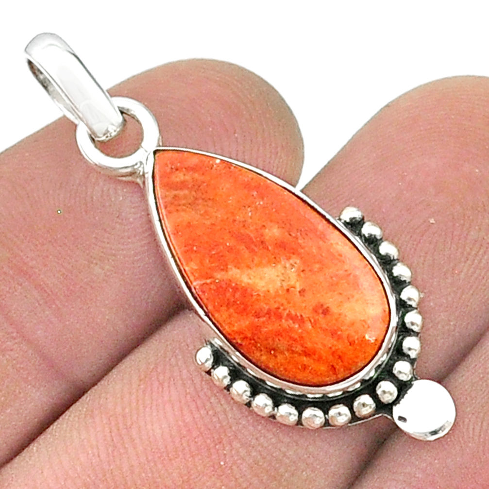 6.85cts natural orange mojave turquoise 925 sterling silver pendant u50947