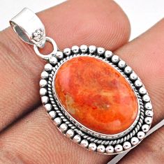 Clearance Sale- 12.60cts natural orange mojave turquoise 925 sterling silver pendant u5742