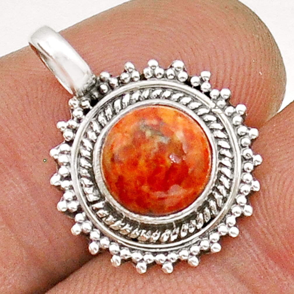 2.73cts natural orange mojave turquoise 925 sterling silver pendant u92570