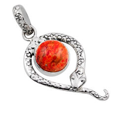 4.34cts natural orange mojave turquoise 925 sterling silver snake pendant n25771