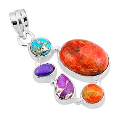 Clearance Sale- 9.37cts natural orange mojave turquoise copper turquoise silver pendant u29282