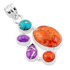 Clearance Sale- 9.37cts natural orange mojave turquoise copper turquoise silver pendant u29304