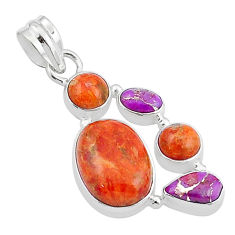 Clearance Sale- 9.35cts natural orange mojave turquoise copper turquoise silver pendant u29313