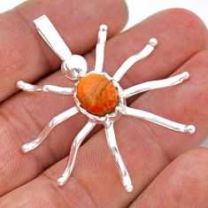 4.19cts natural orange mojave turquoise oval 925 silver spider pendant u90537