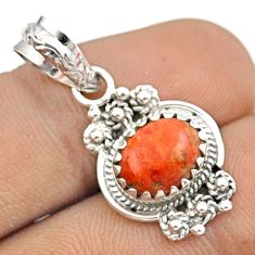 4.06cts natural orange mojave turquoise oval 925 sterling silver pendant u16738