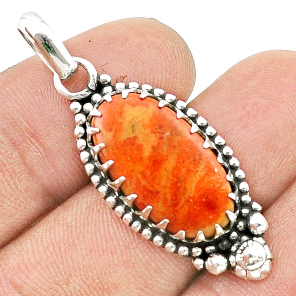 orange mojave turquoise oval 925 sterling silver pendant u40874