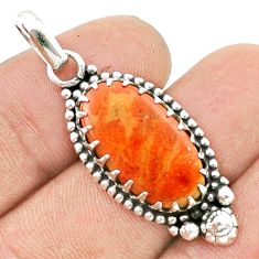 9.47cts natural orange mojave turquoise oval 925 sterling silver pendant u40874
