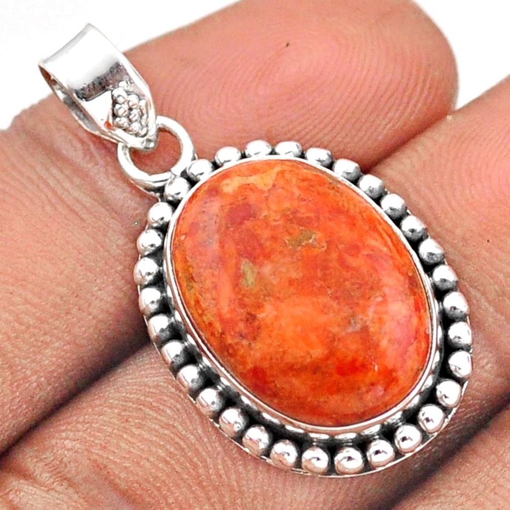  orange mojave turquoise oval 925 sterling silver pendant u5750