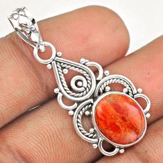 Clearance Sale- 4.78cts natural orange mojave turquoise oval 925 sterling silver pendant u7928