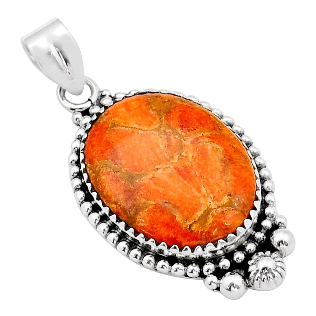 15.36cts natural orange mojave turquoise oval 925 sterling silver pendant u89865